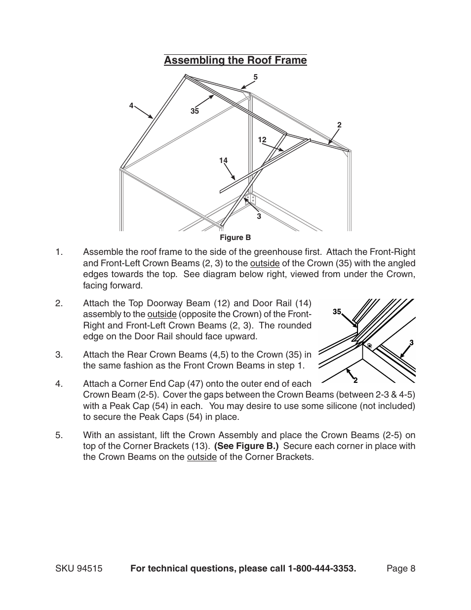 Assembling the roof frame | Harbor Freight Tools 94515 User Manual | Page 8 / 18
