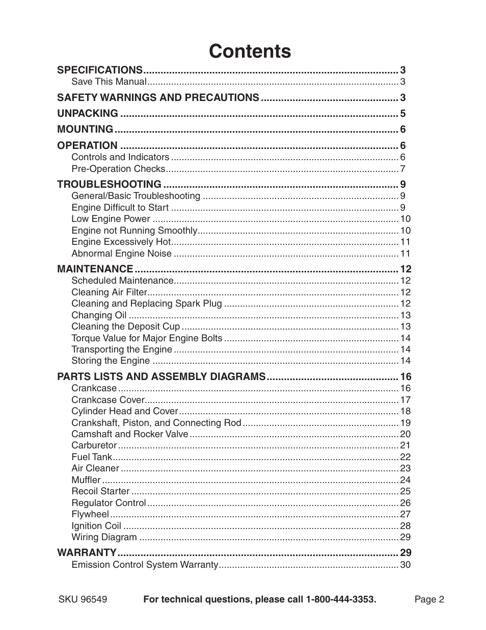 Harbor Freight Tools 96549 User Manual | Page 2 / 31