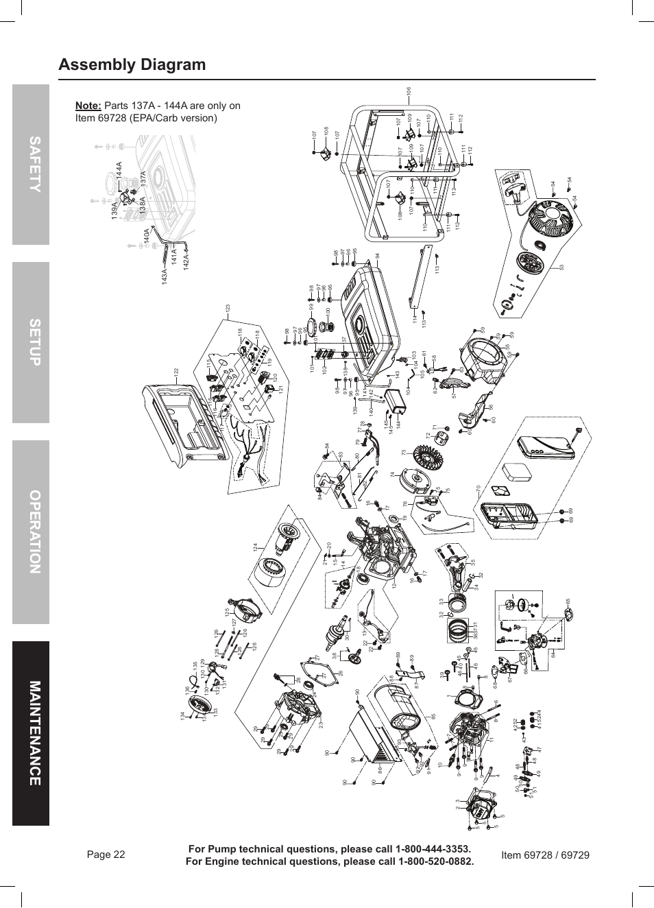 Assembly diagram | Harbor Freight Tools Predator Generator 69728 User Manual | Page 22 / 24