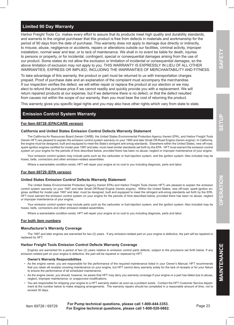 Harbor Freight Tools Predator Generator 69728 User Manual | Page 23 / 24