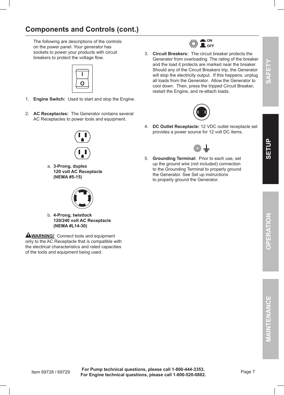 Components and controls (cont.) | Harbor Freight Tools Predator Generator 69728 User Manual | Page 7 / 24
