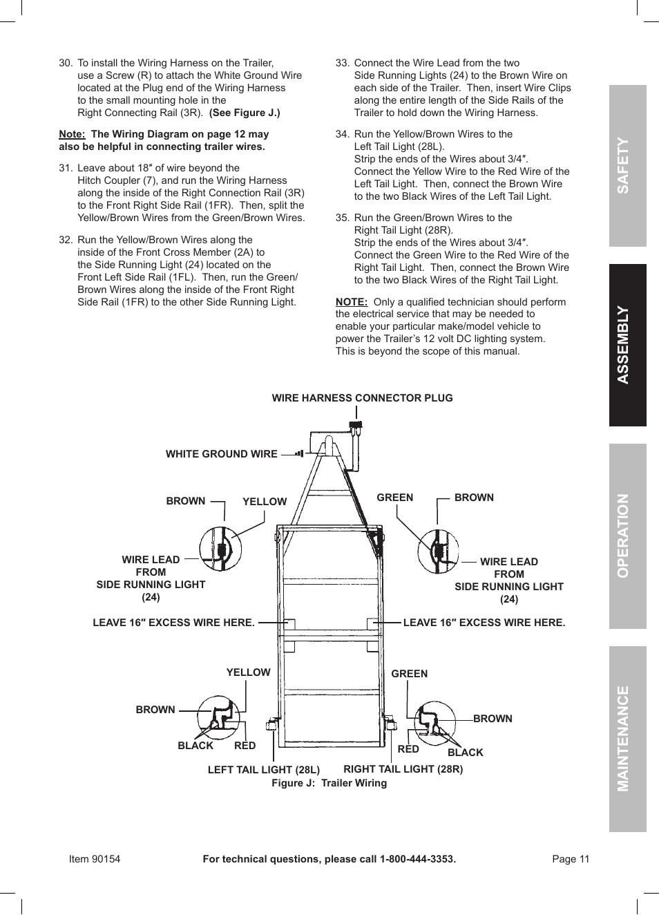 Harbor Freight Tools Foldable Utility Trailer 90154 User Manual | Page 11 / 28