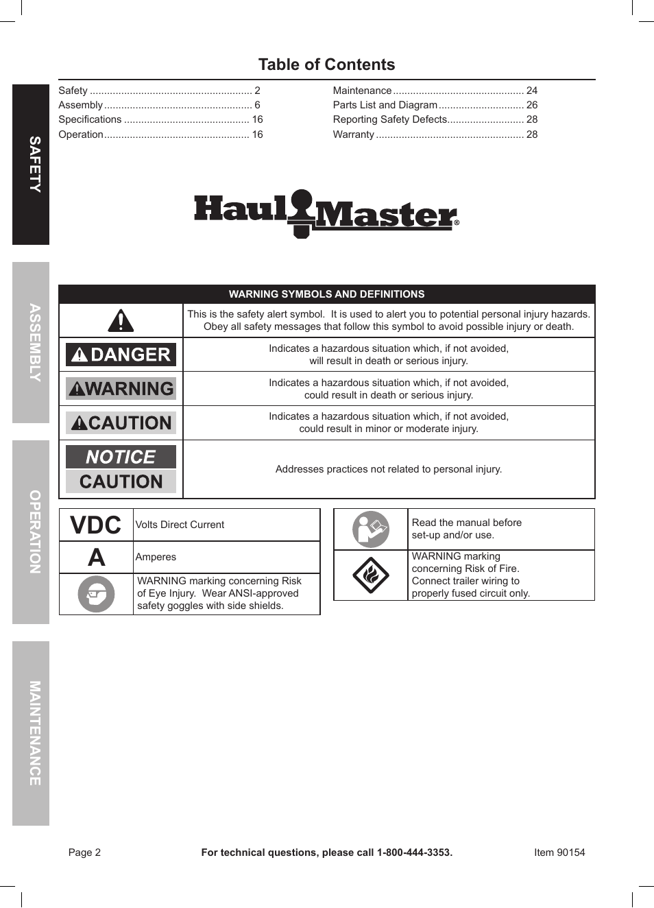 Harbor Freight Tools Foldable Utility Trailer 90154 User Manual | Page 2 / 28