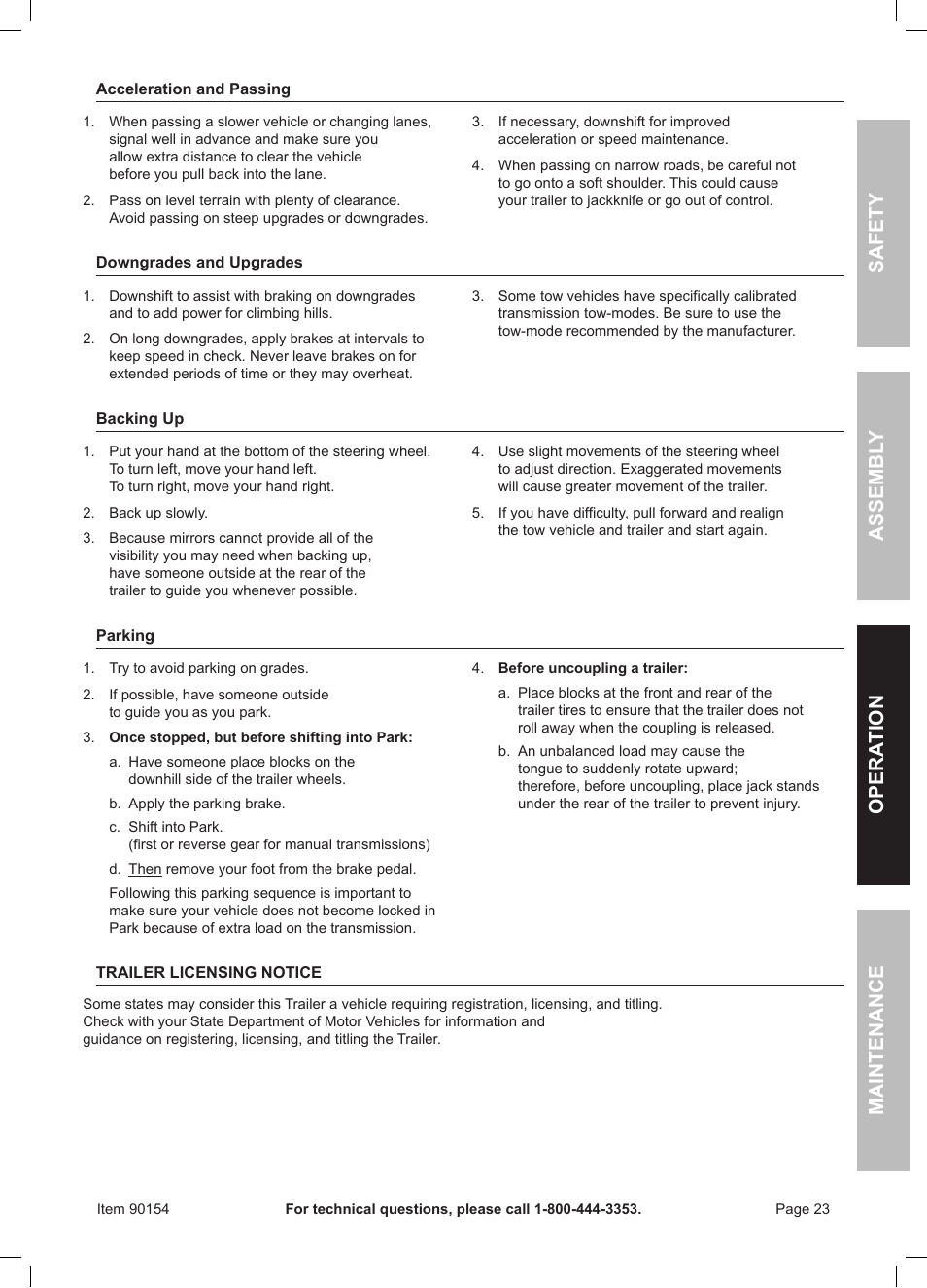 Harbor Freight Tools Foldable Utility Trailer 90154 User Manual | Page 23 / 28