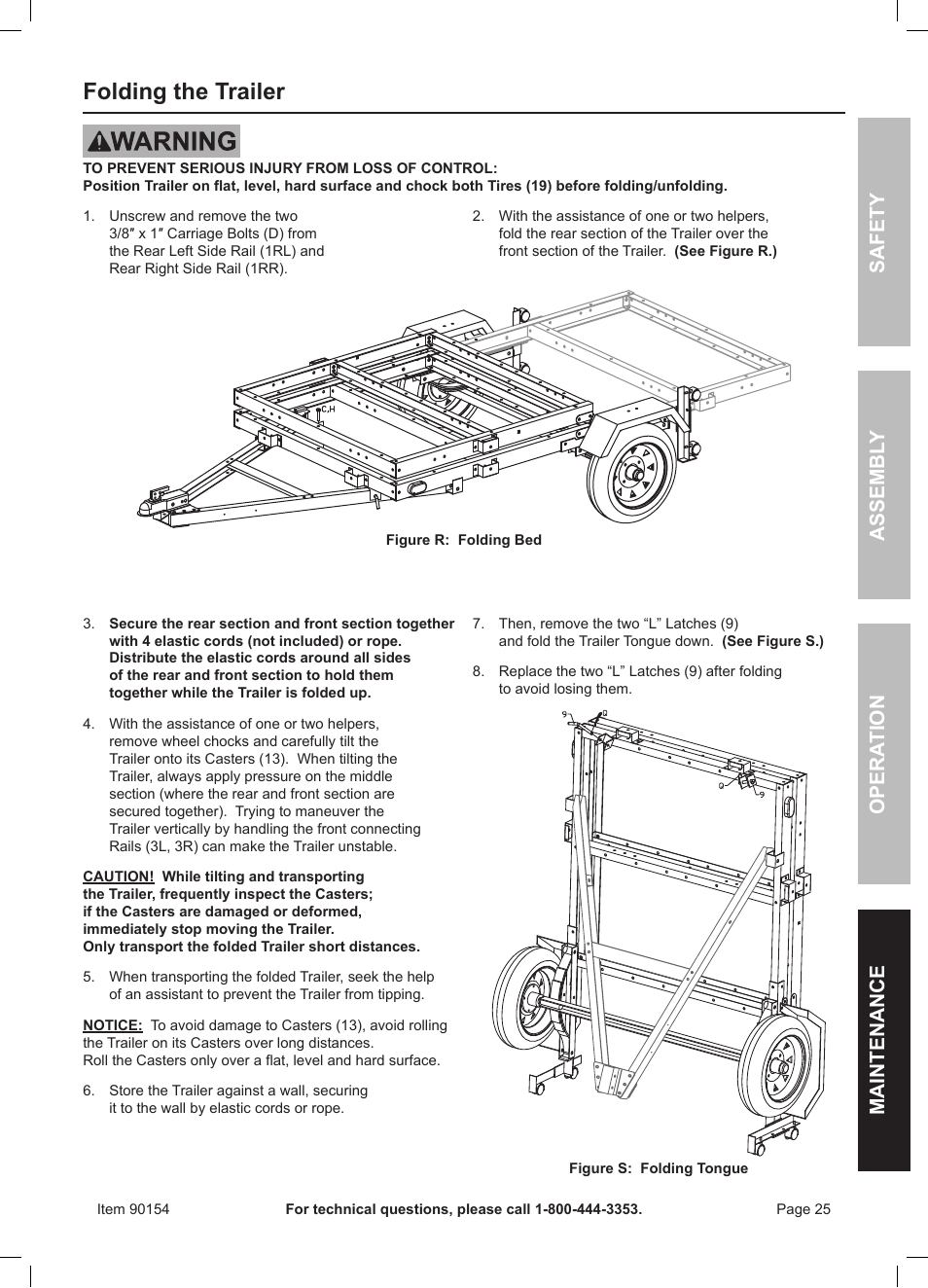 Folding the trailer | Harbor Freight Tools Foldable Utility Trailer 90154 User Manual | Page 25 / 28