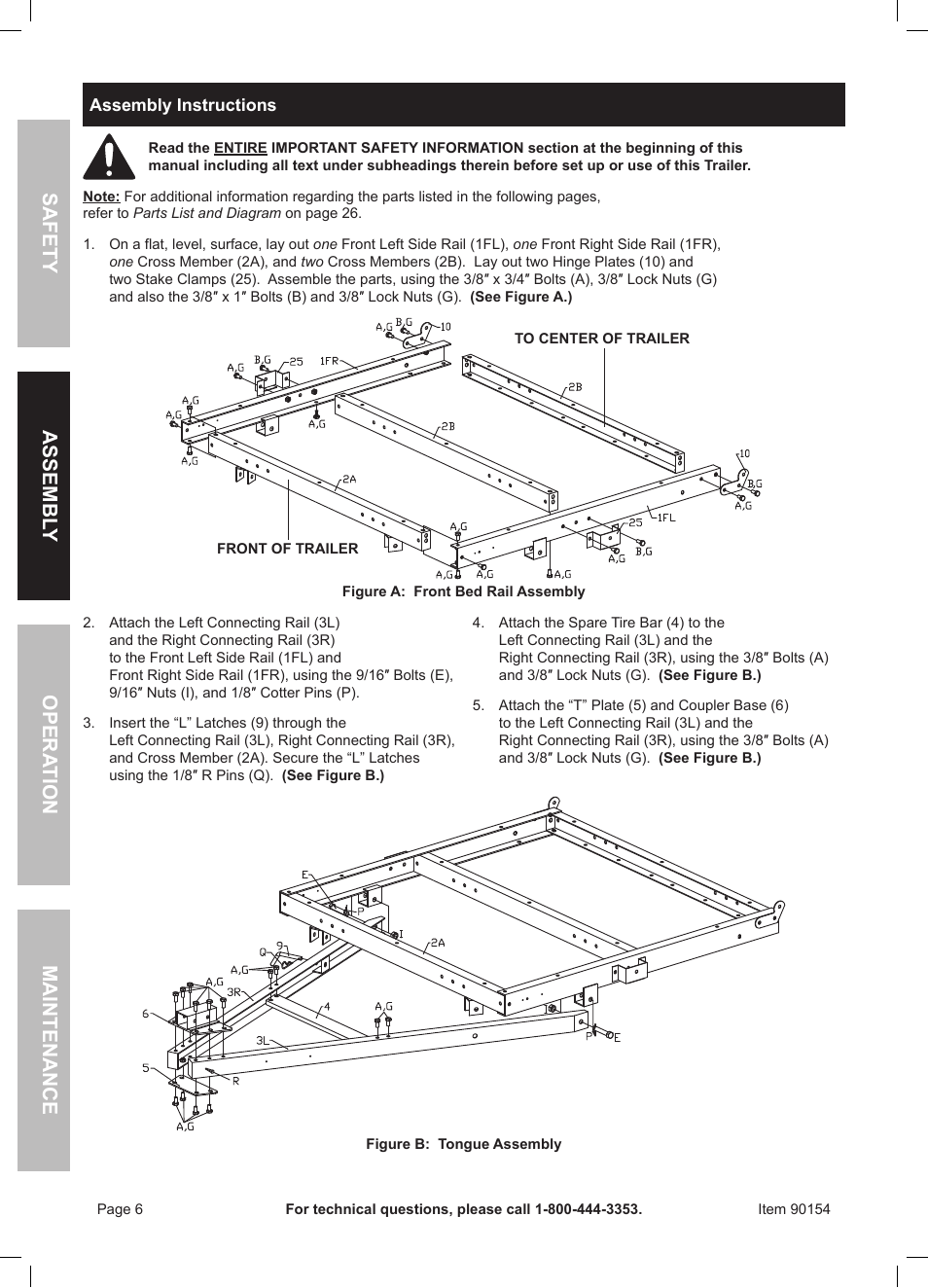 Harbor Freight Tools Foldable Utility Trailer 90154 User Manual | Page 6 / 28