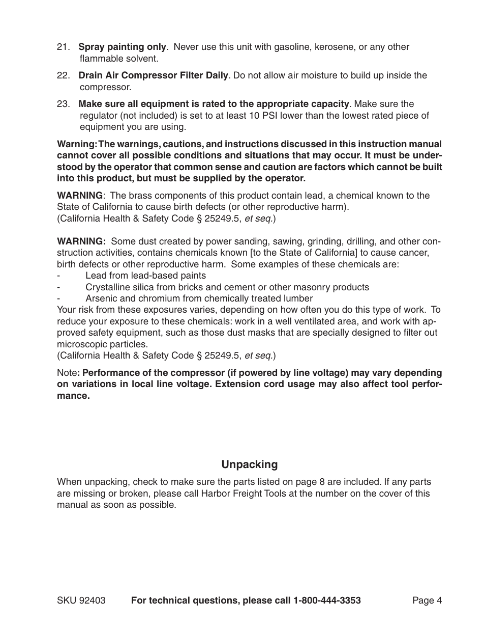 Harbor Freight Tools 92403 User Manual | Page 4 / 8