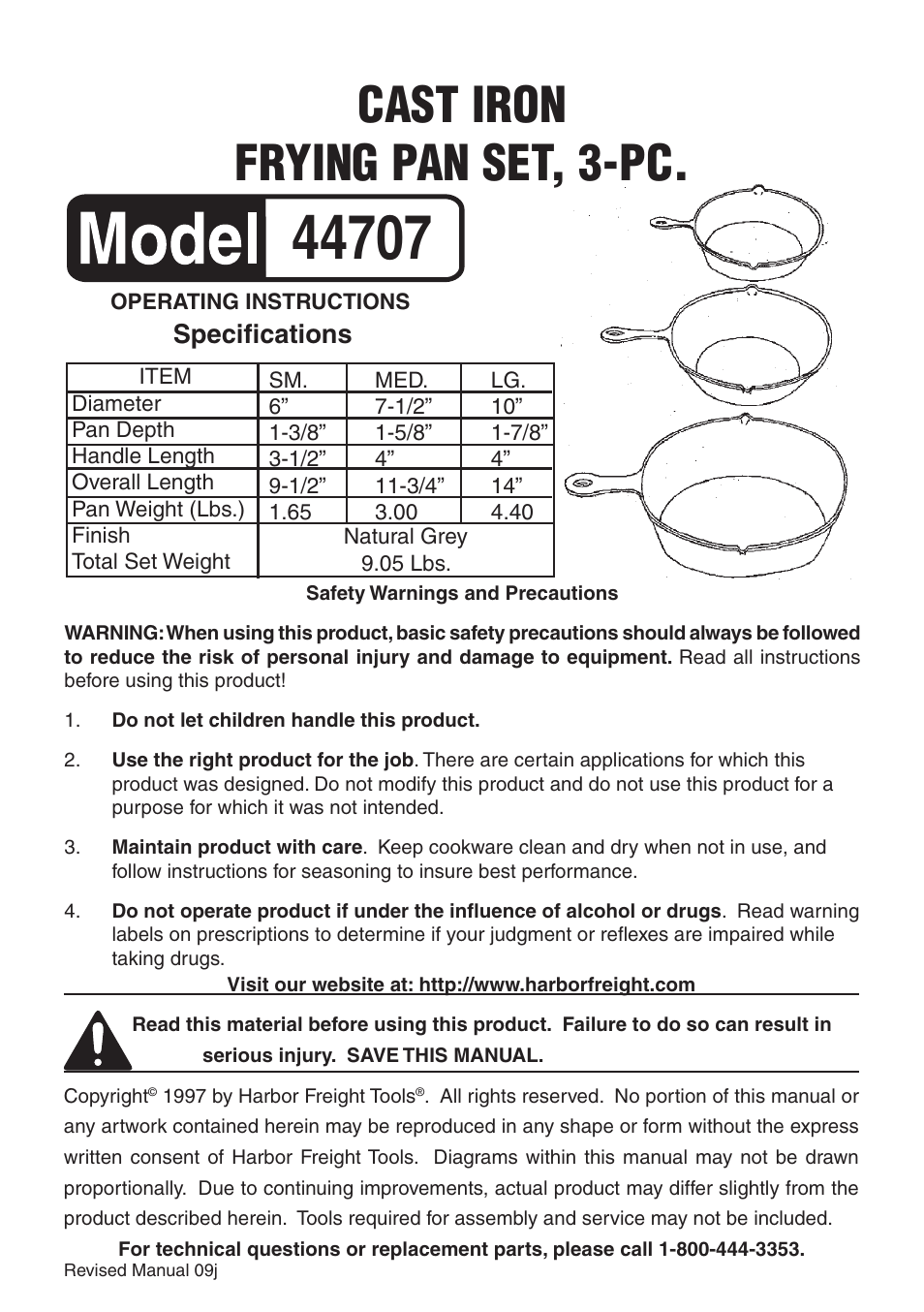 Harbor Freight Tools 44707 User Manual | 2 pages