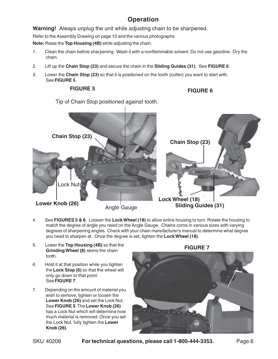 Operation | Harbor Freight Tools 40208 User Manual | Page 6 / 10