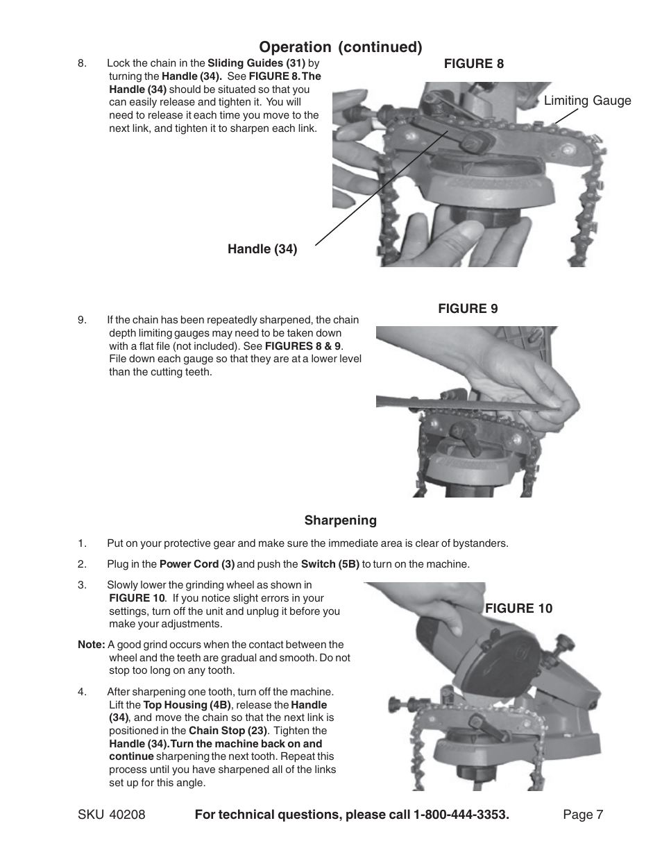 Operation (continued) | Harbor Freight Tools 40208 User Manual | Page 7 / 10