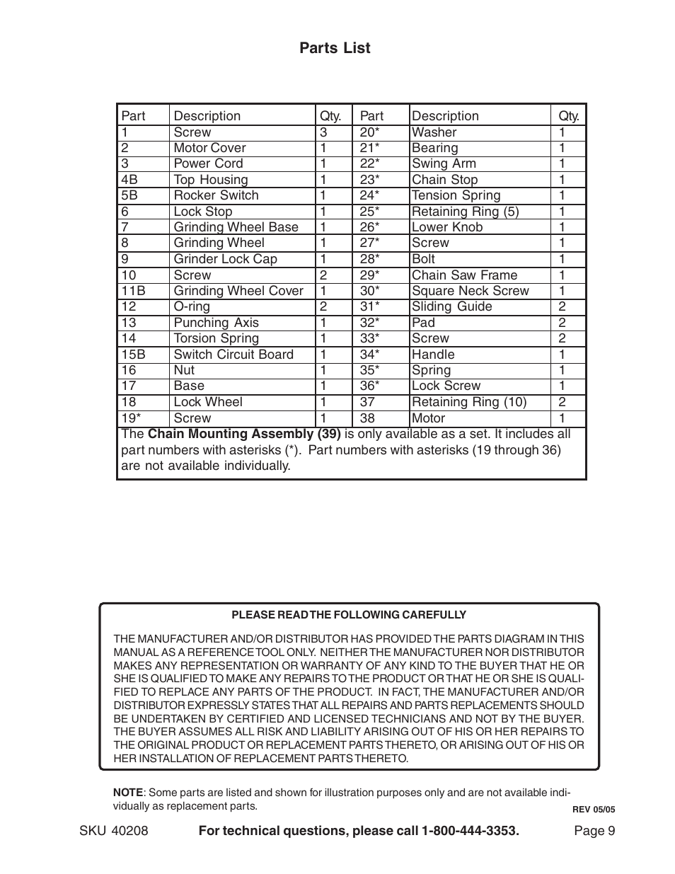 Harbor Freight Tools 40208 User Manual | Page 9 / 10