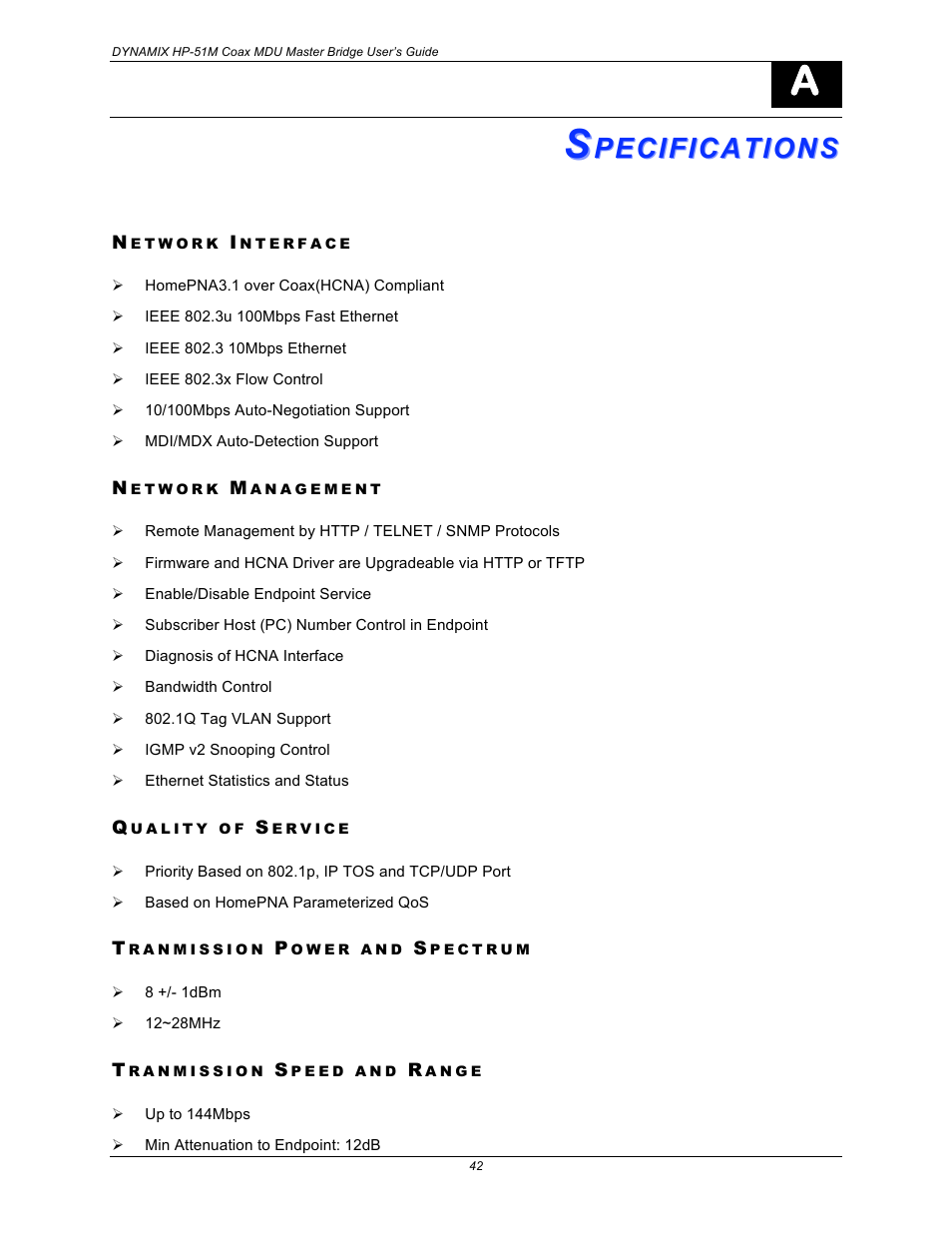 As s, Peci peci fications fications | Home Dynamix HP-51M User Manual | Page 48 / 49