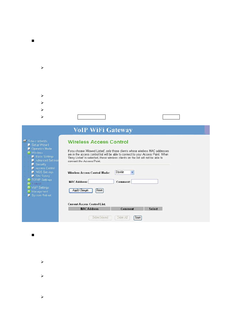 Access control, Wds settings | Home Dynamix DW 3512 User Manual | Page 30 / 66