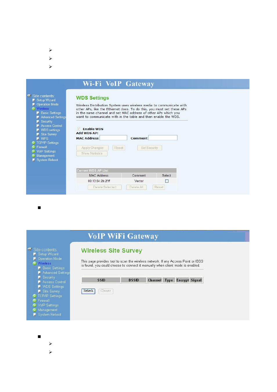 Site survey, Tcp/ip settings, Lan interface | Home Dynamix DW 3512 User Manual | Page 31 / 66