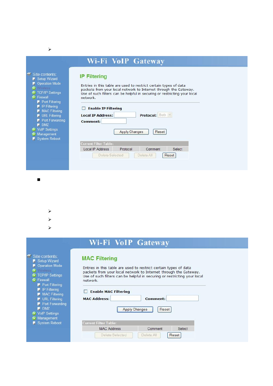 Mac filtering | Home Dynamix DW 3512 User Manual | Page 37 / 66