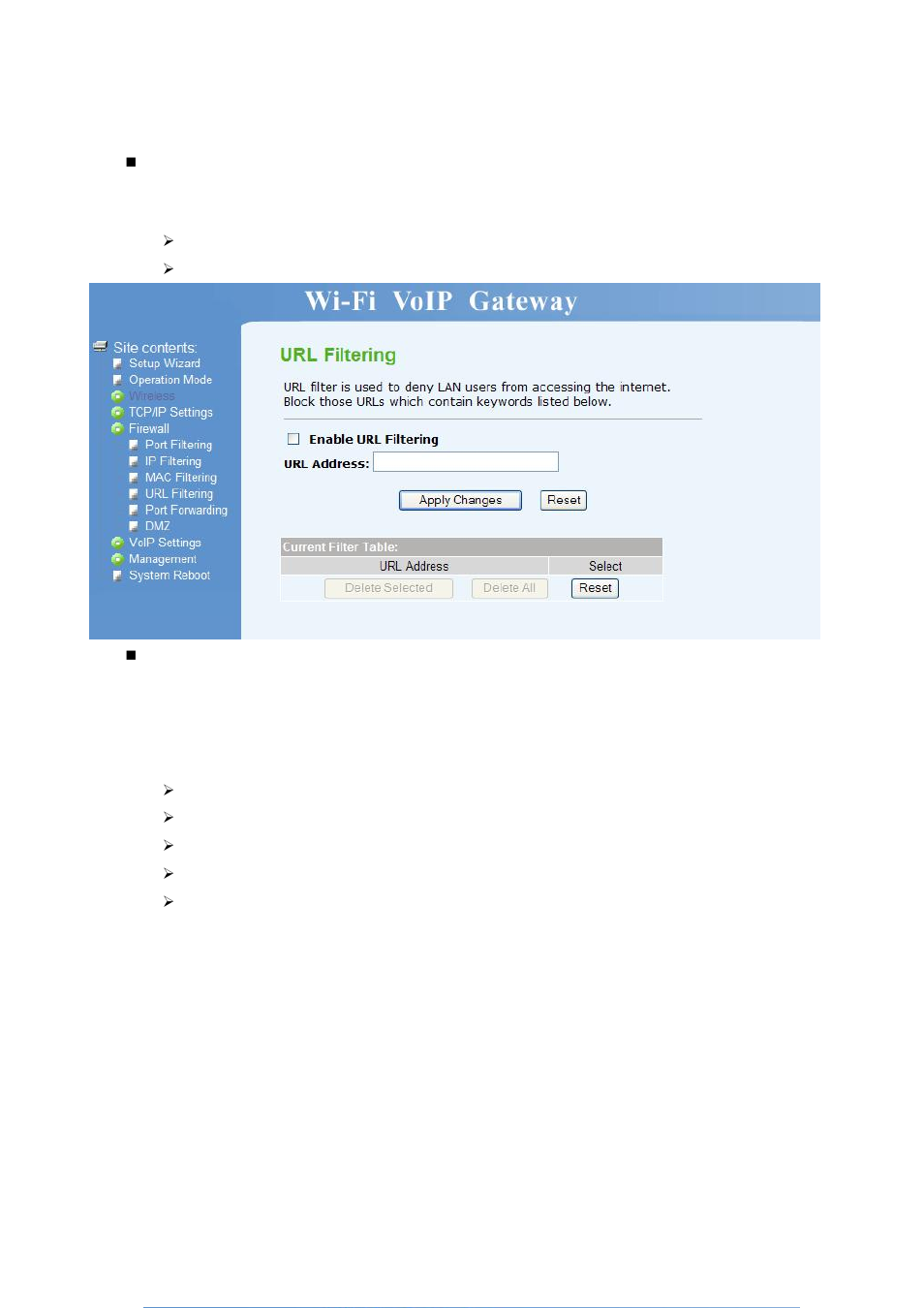 Url filtering, Port forwarding | Home Dynamix DW 3512 User Manual | Page 38 / 66