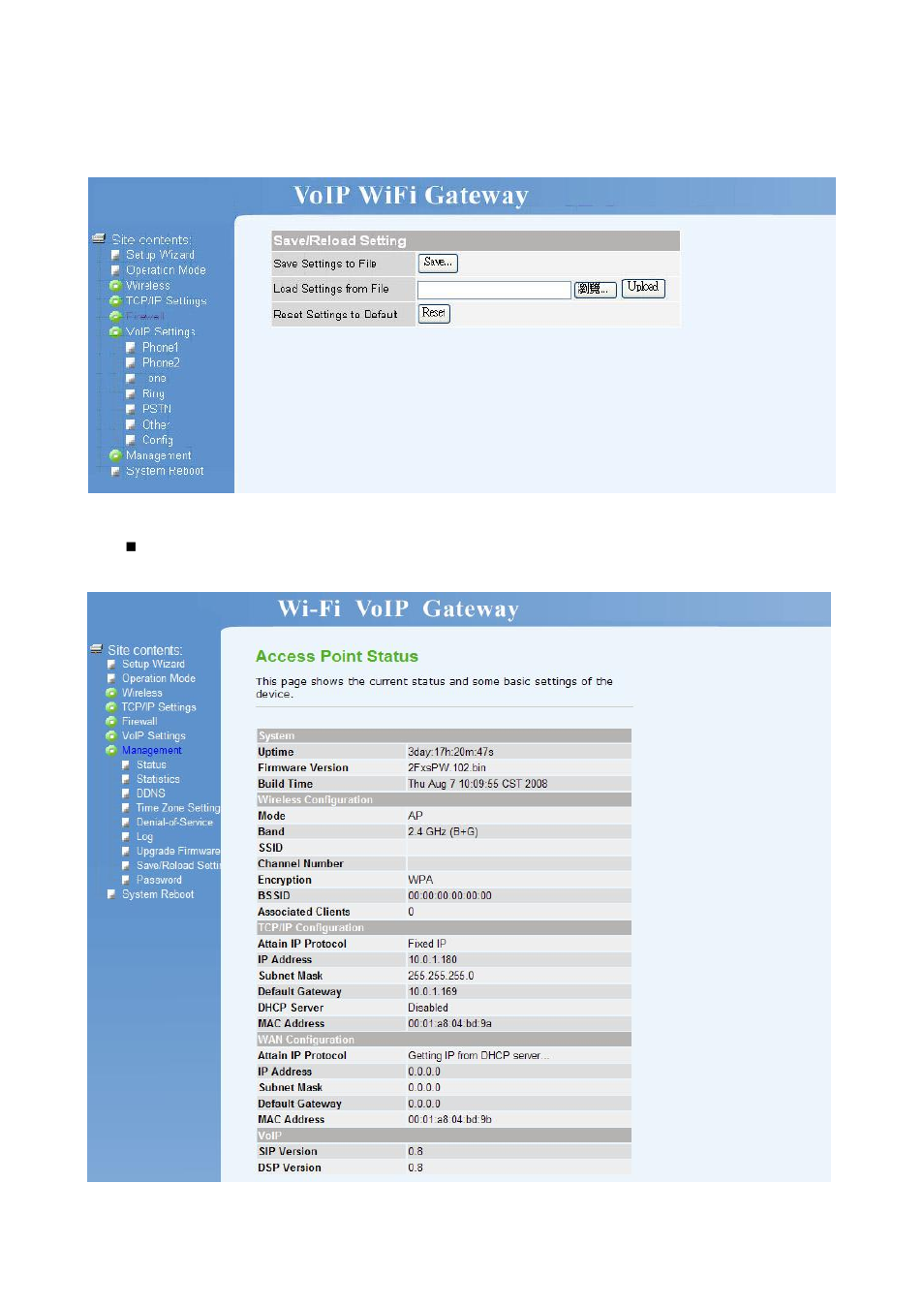 Management, Status | Home Dynamix DW 3512 User Manual | Page 49 / 66