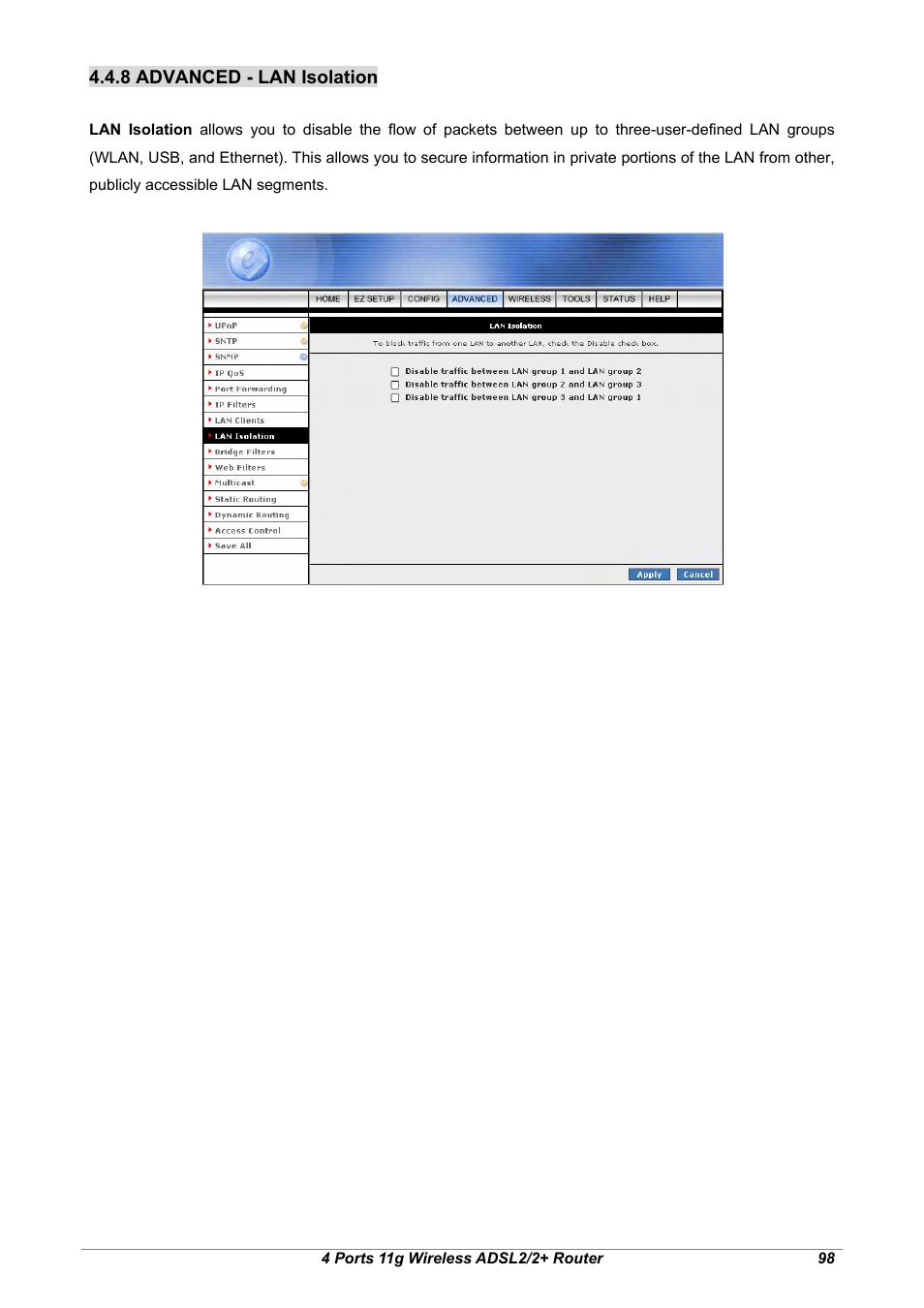 8 advanced - lan isolation | Home Dynamix ANEXX A User Manual | Page 105 / 184