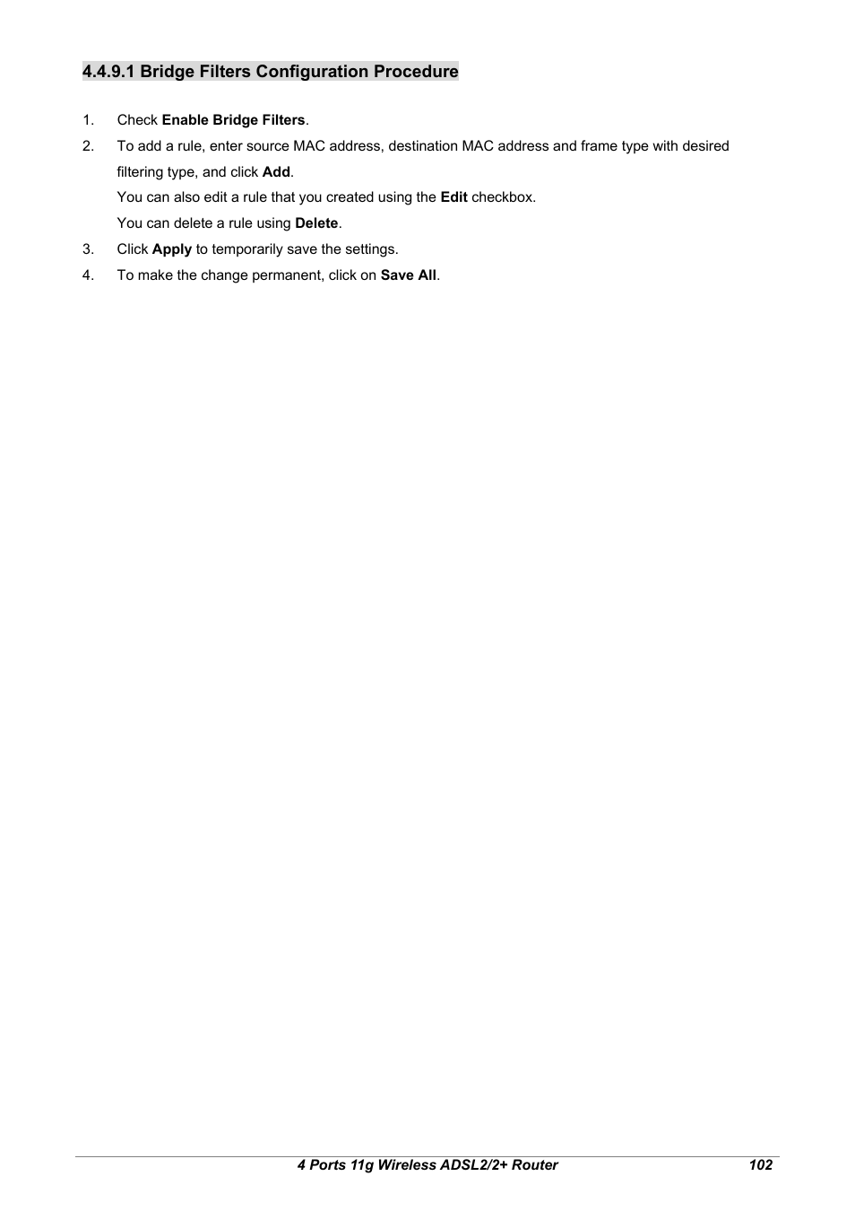 1 bridge filters configuration procedure | Home Dynamix ANEXX A User Manual | Page 109 / 184