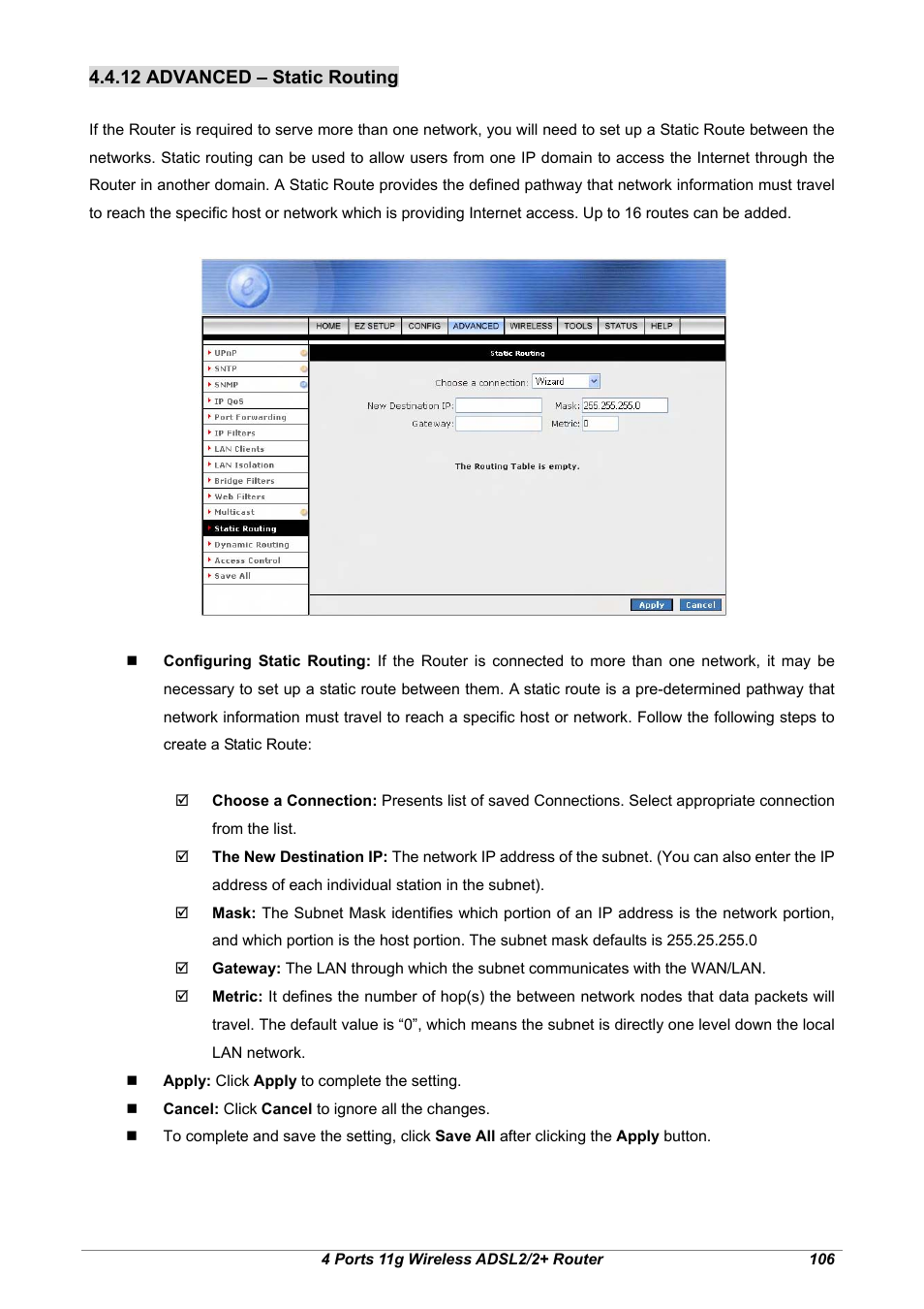 12 advanced – static routing | Home Dynamix ANEXX A User Manual | Page 113 / 184