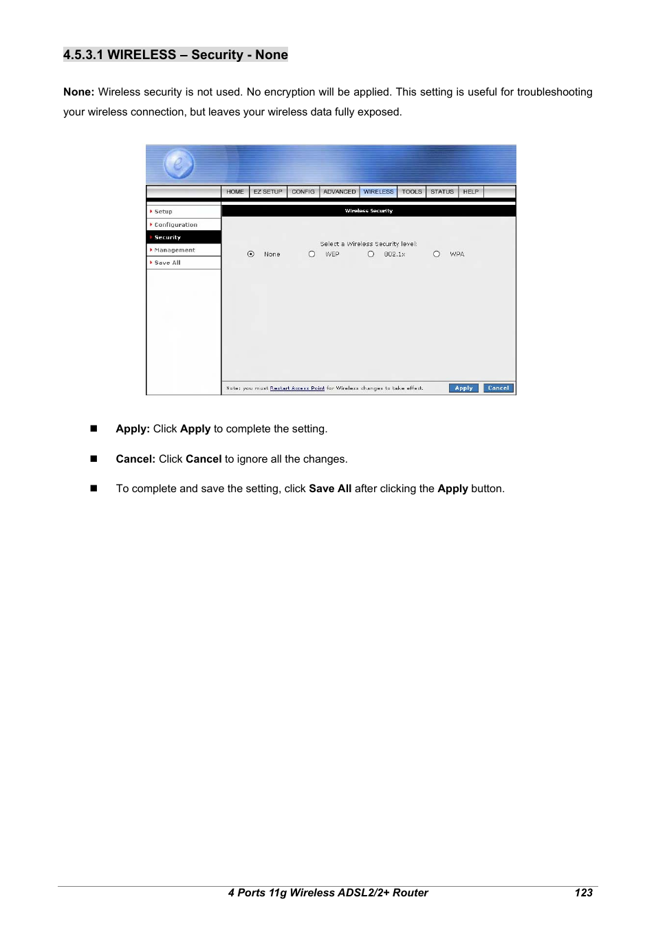 1 wireless – security - none | Home Dynamix ANEXX A User Manual | Page 130 / 184