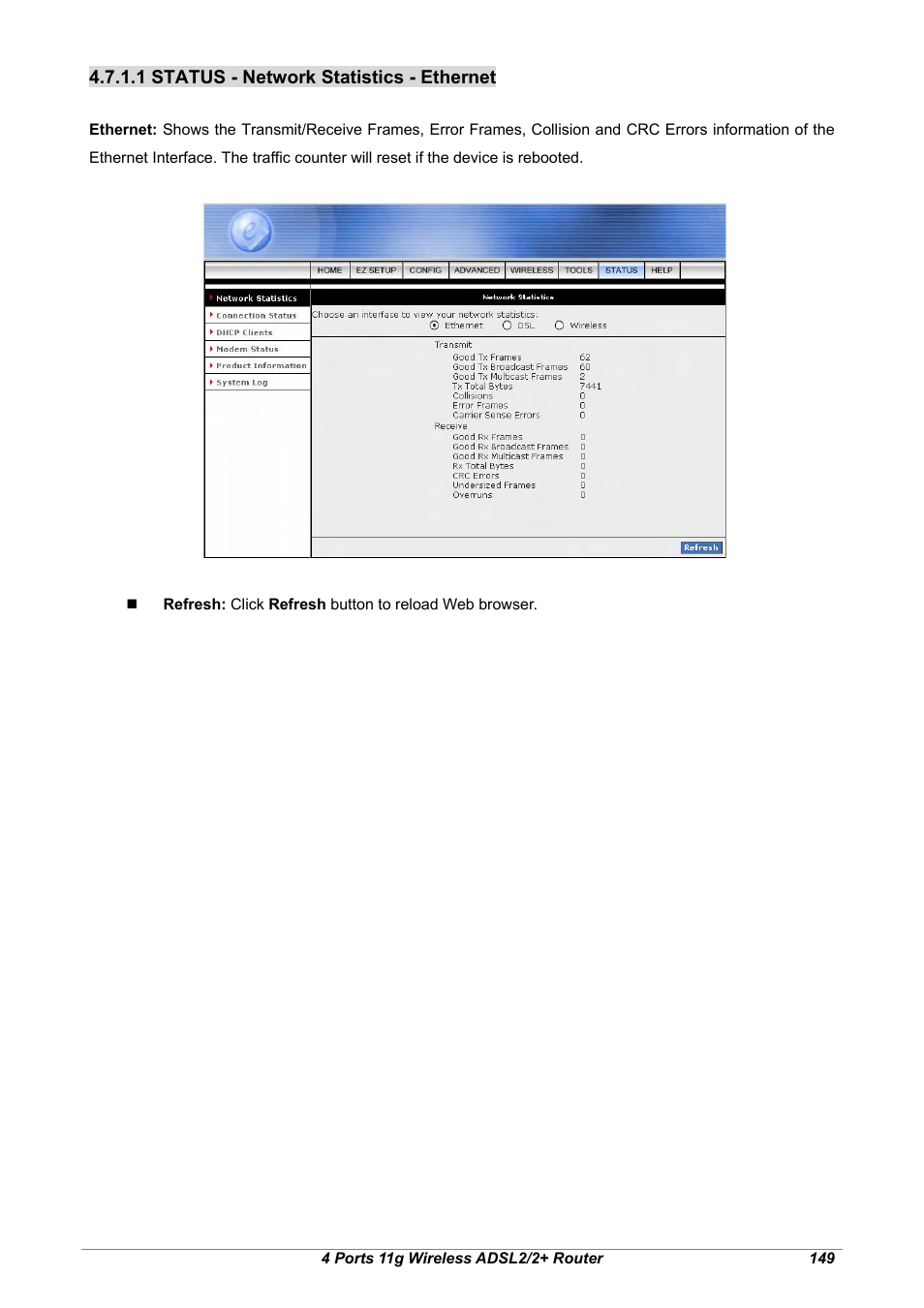 1 status - network statistics - ethernet | Home Dynamix ANEXX A User Manual | Page 156 / 184