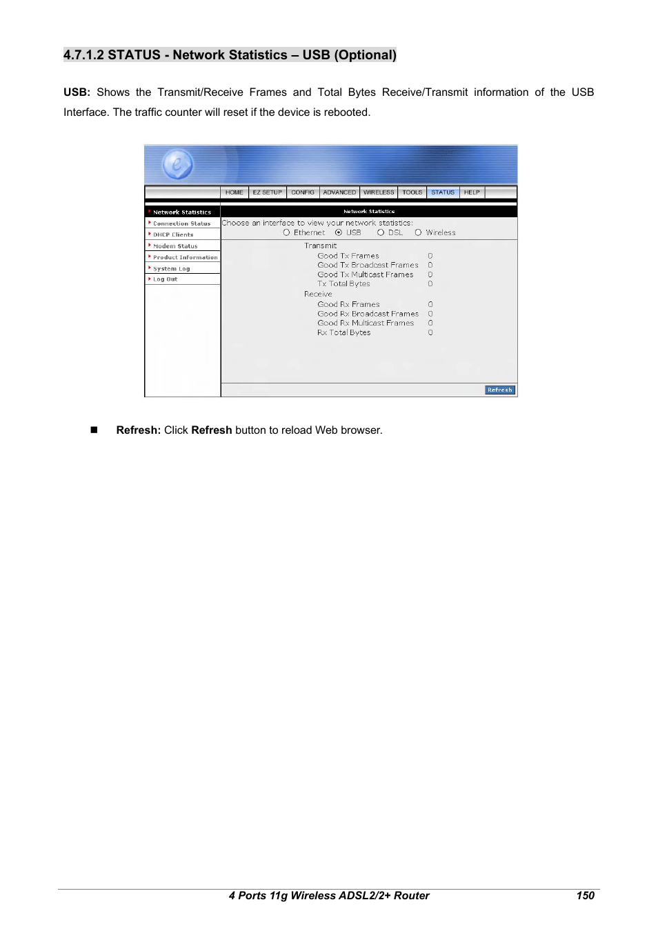 2 status - network statistics – usb (optional) | Home Dynamix ANEXX A User Manual | Page 157 / 184