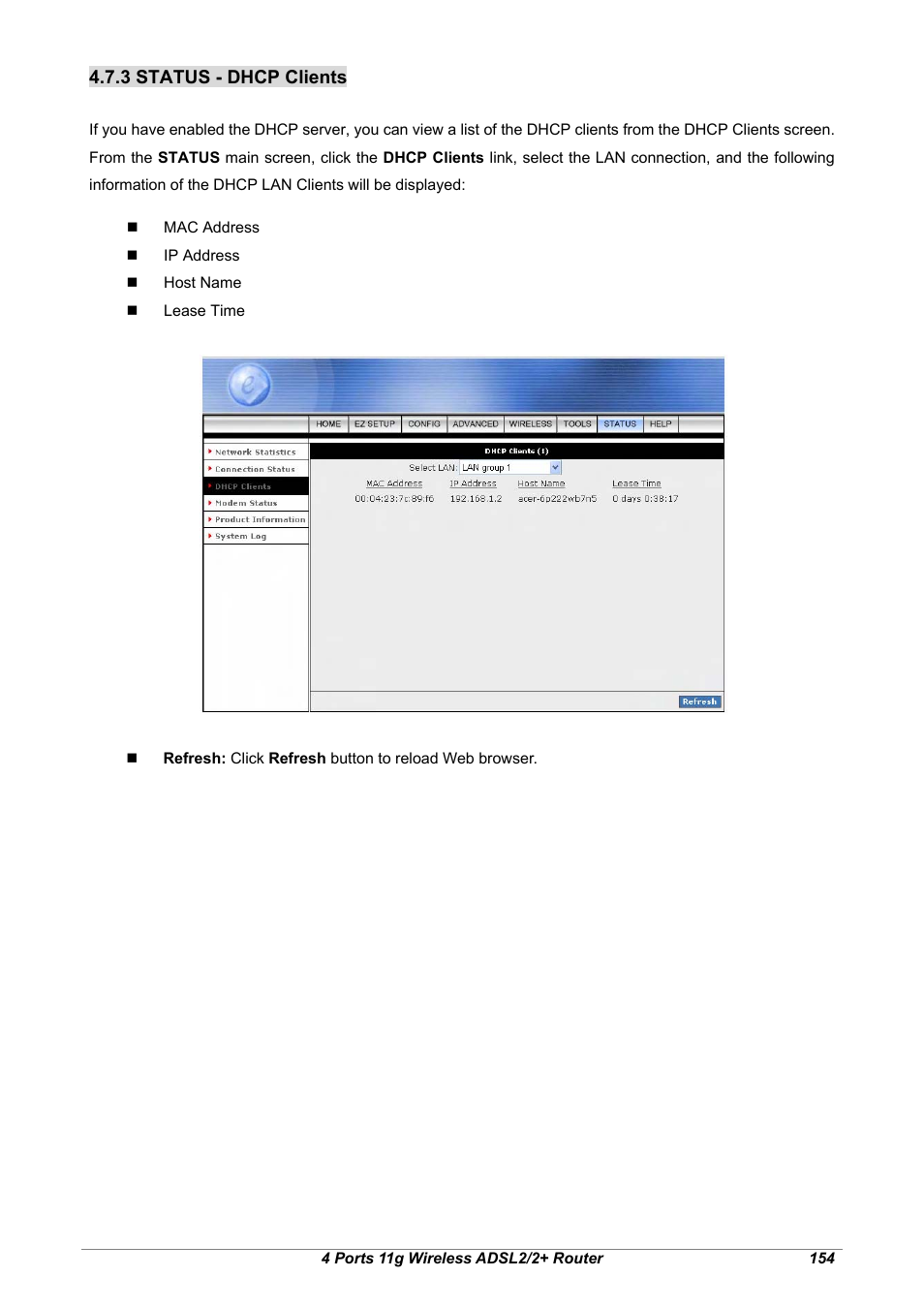 3 status - dhcp clients | Home Dynamix ANEXX A User Manual | Page 161 / 184