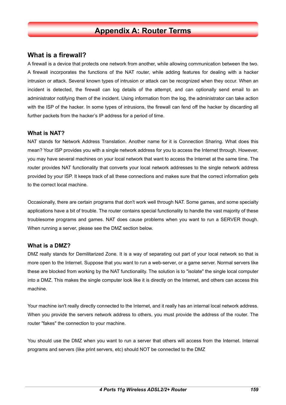 Appendix a: router terms, What is a firewall | Home Dynamix ANEXX A User Manual | Page 166 / 184