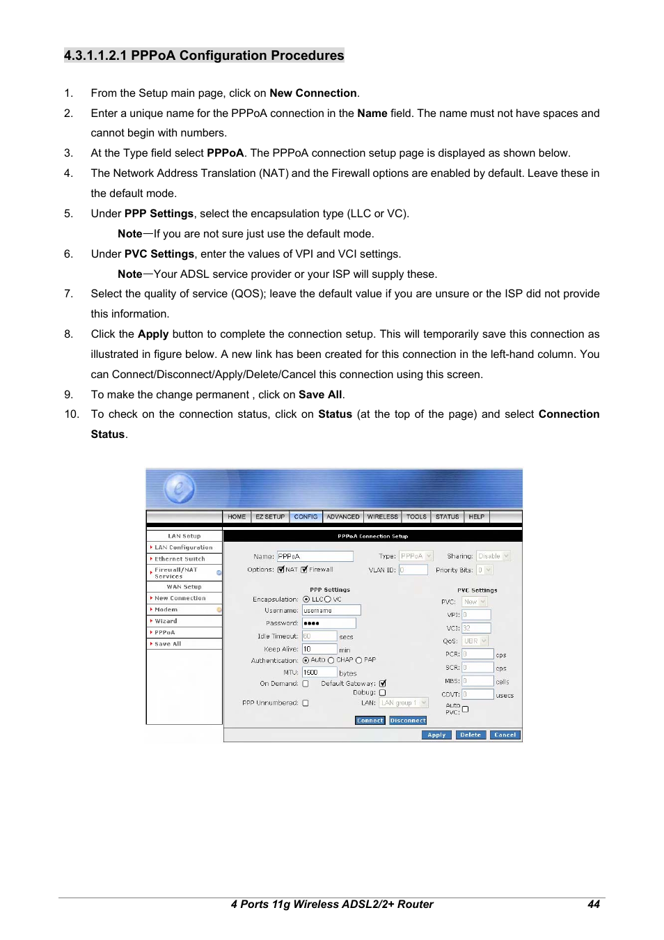 1 pppoa configuration procedures | Home Dynamix ANEXX A User Manual | Page 51 / 184