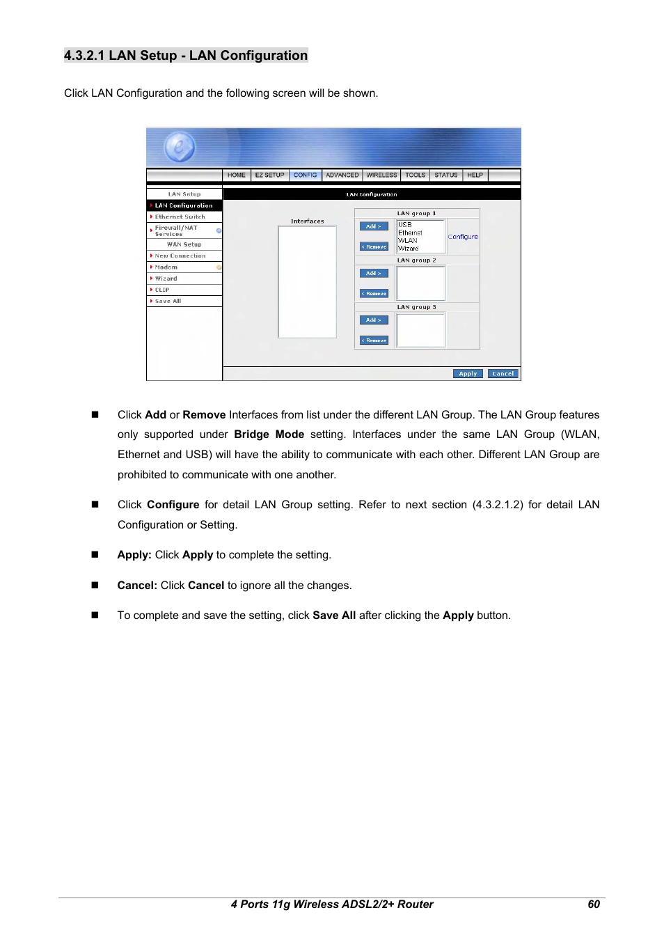 1 lan setup - lan configuration | Home Dynamix ANEXX A User Manual | Page 67 / 184