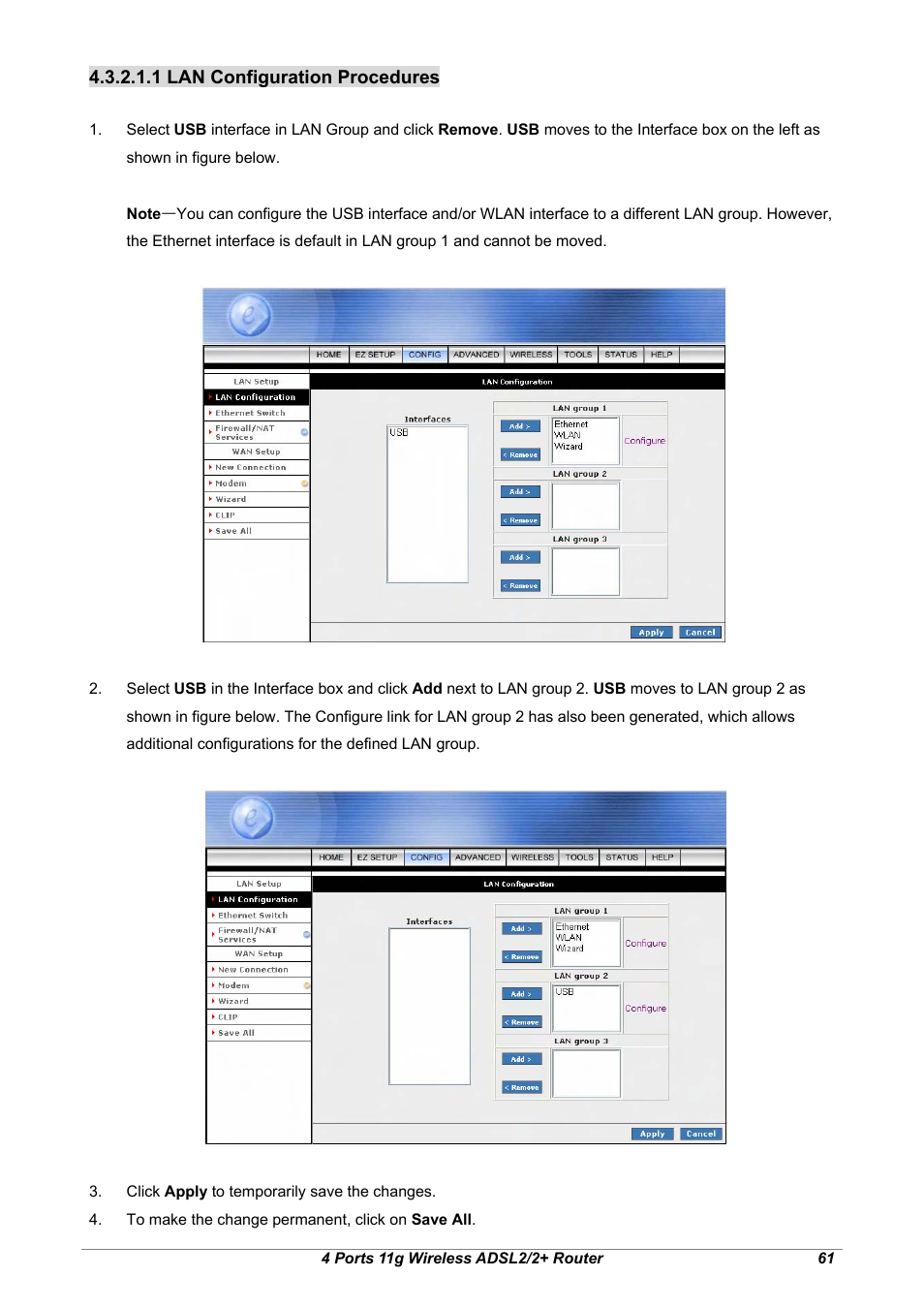 1 lan configuration procedures | Home Dynamix ANEXX A User Manual | Page 68 / 184