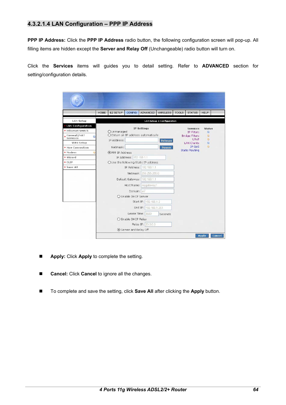 4 lan configuration – ppp ip address | Home Dynamix ANEXX A User Manual | Page 71 / 184