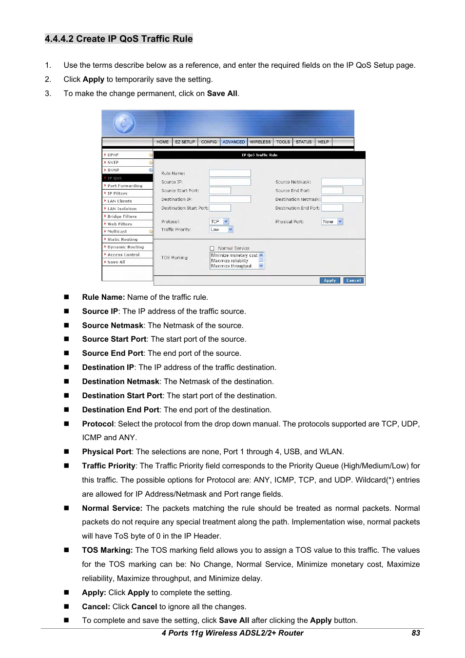 2 create ip qos traffic rule | Home Dynamix ANEXX A User Manual | Page 90 / 184