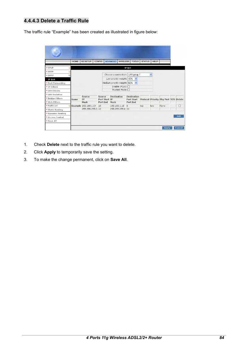 3 delete a traffic rule | Home Dynamix ANEXX A User Manual | Page 91 / 184