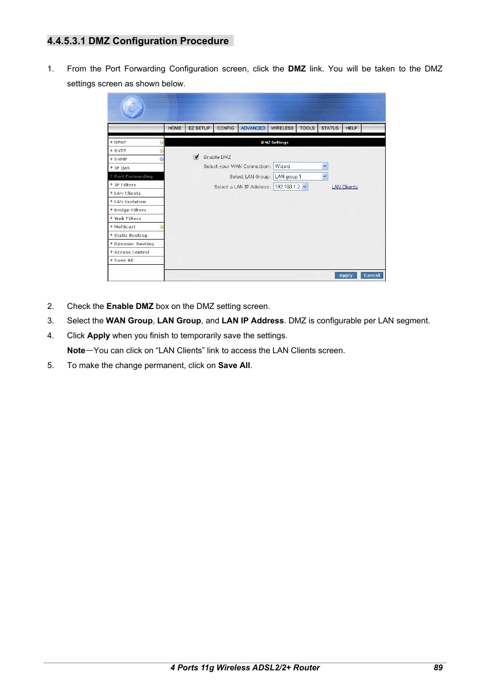 1 dmz configuration procedure | Home Dynamix ANEXX A User Manual | Page 96 / 184