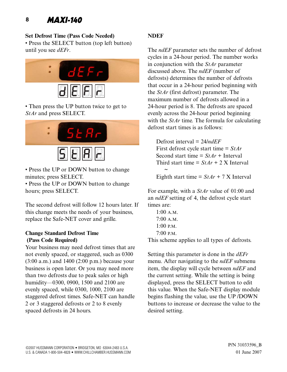 Maxi-140 | hussmann MAXI-140 User Manual | Page 10 / 20