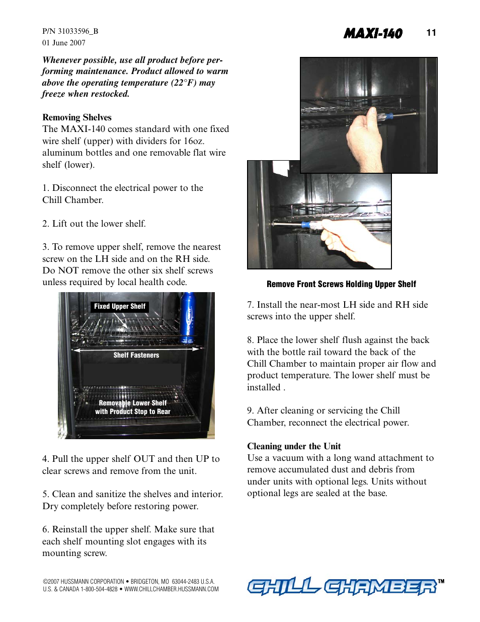Maxi-140 | hussmann MAXI-140 User Manual | Page 13 / 20