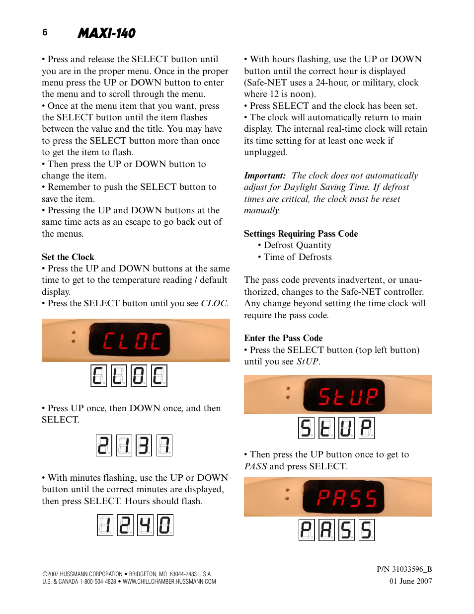 Maxi-140 | hussmann MAXI-140 User Manual | Page 8 / 20