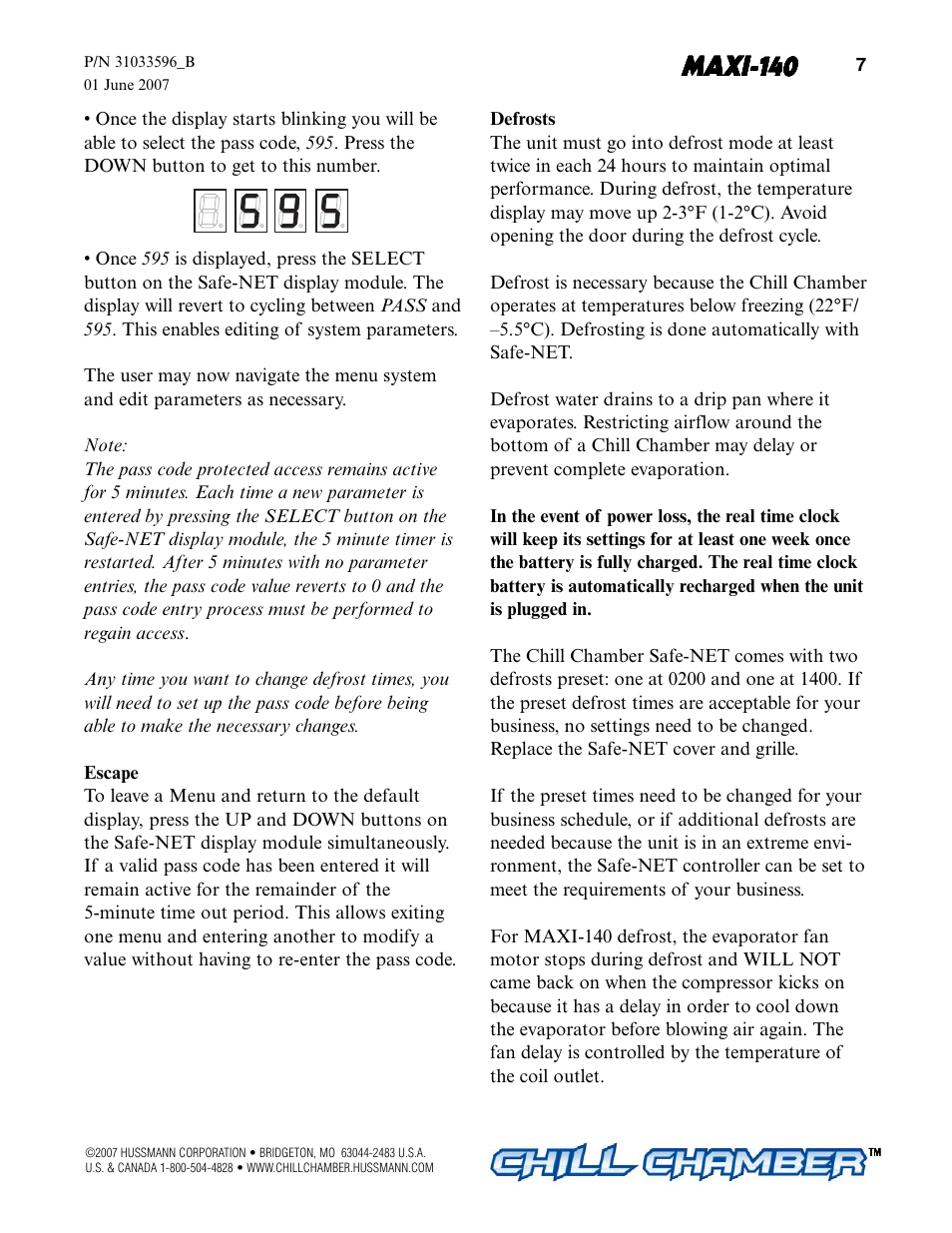 Maxi-140 | hussmann MAXI-140 User Manual | Page 9 / 20