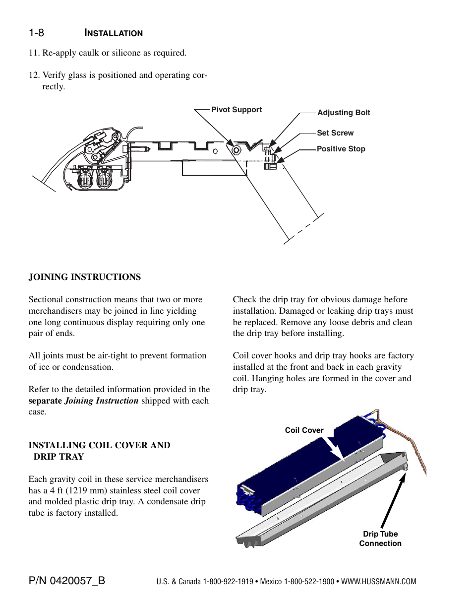 Joining instructions, Installing coil cover and drip tray | hussmann P/N 0420057_B User Manual | Page 14 / 46