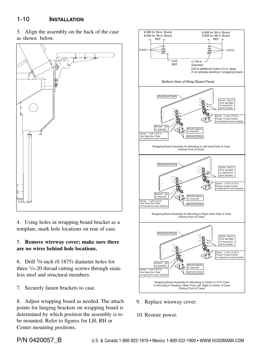 10 i, Nstallation | hussmann P/N 0420057_B User Manual | Page 16 / 46