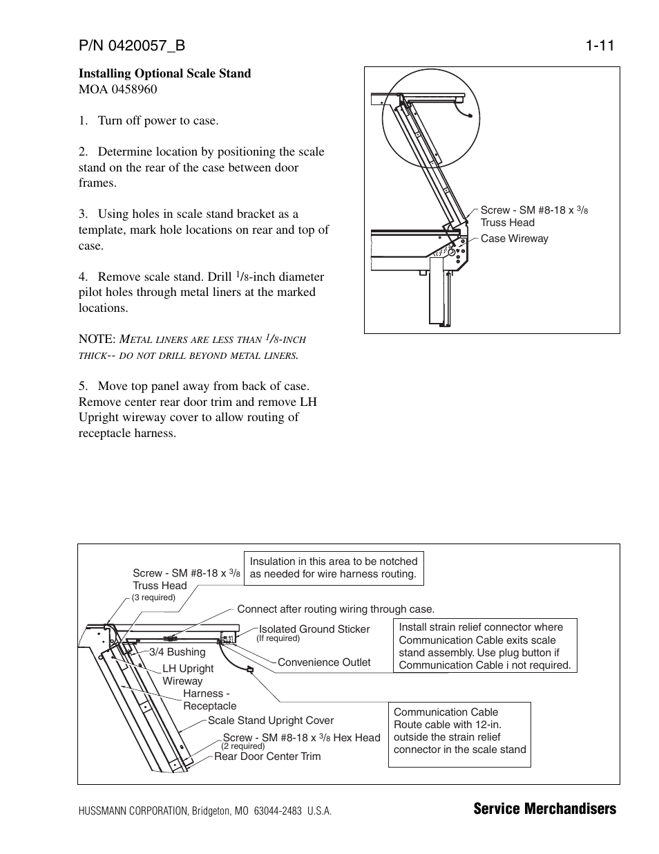 Installing optional scale stand | hussmann P/N 0420057_B User Manual | Page 17 / 46