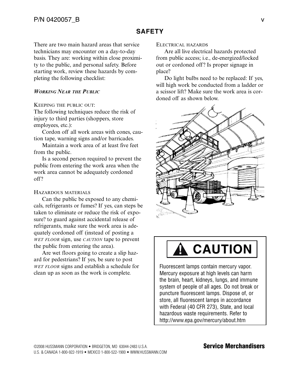 Caution | hussmann P/N 0420057_B User Manual | Page 5 / 46