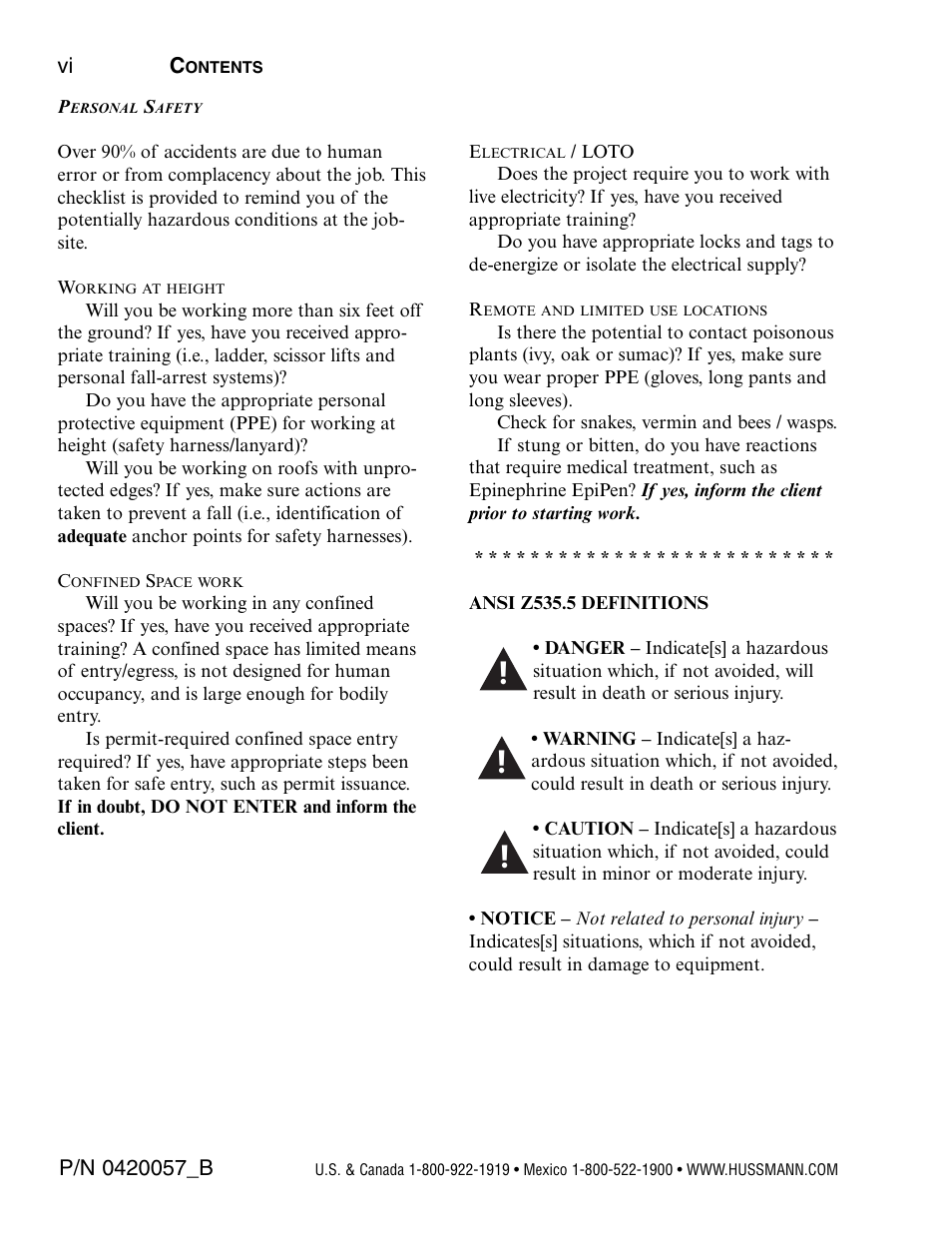 hussmann P/N 0420057_B User Manual | Page 6 / 46