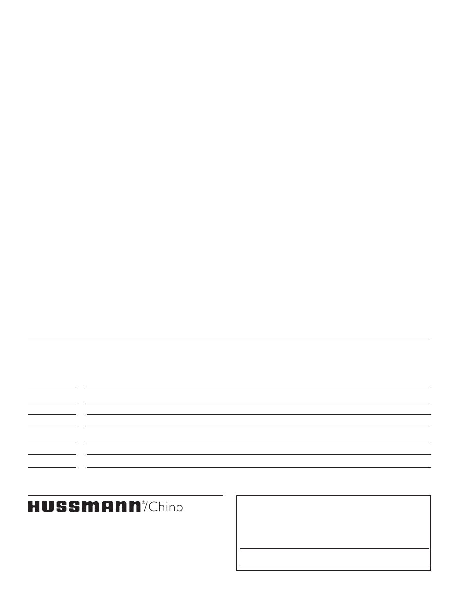 Chino, Service record | hussmann CR3HTO-HTB User Manual | Page 18 / 18