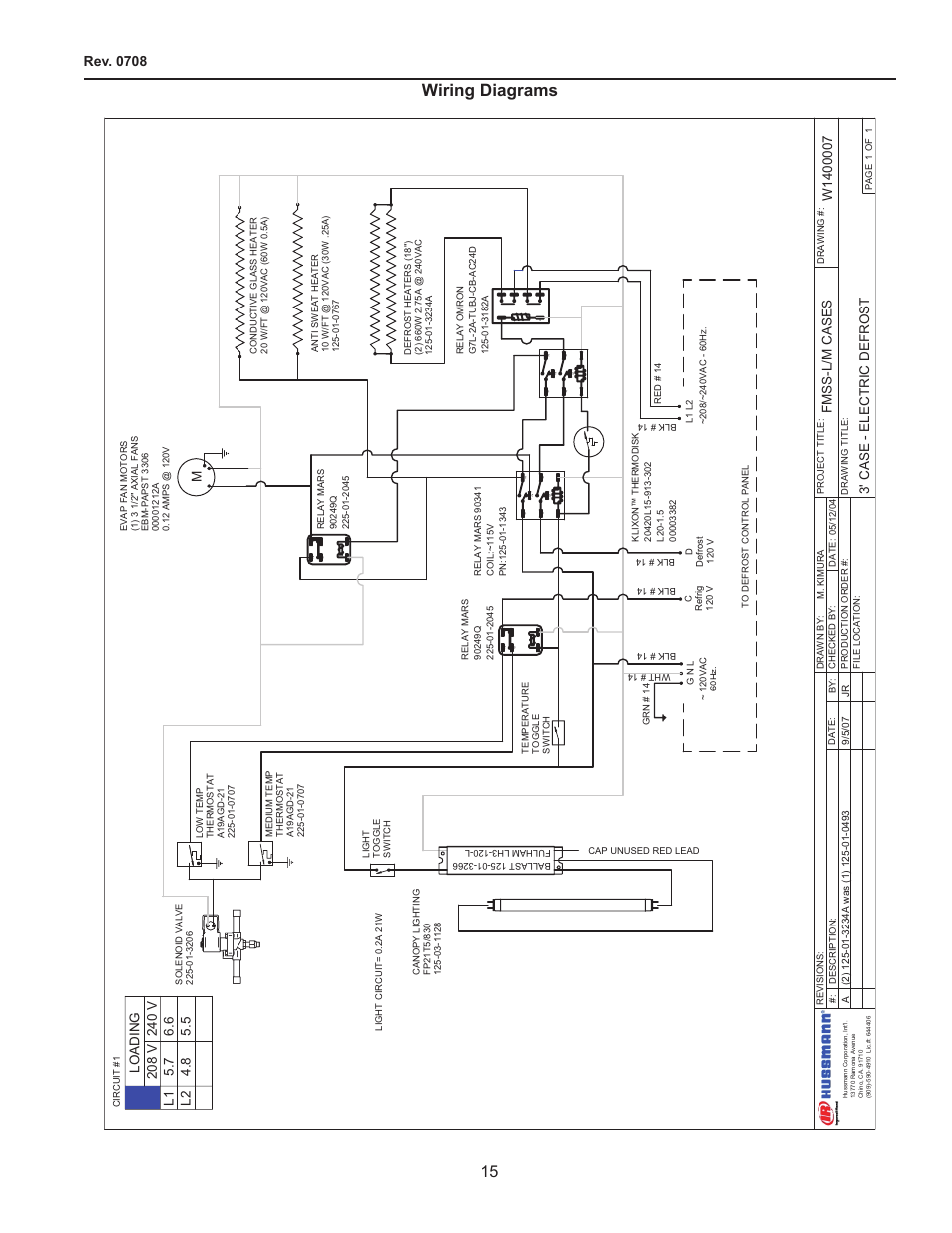 Wiring diagrams, Rev. 0708 | hussmann FMSS-L User Manual | Page 15 / 25
