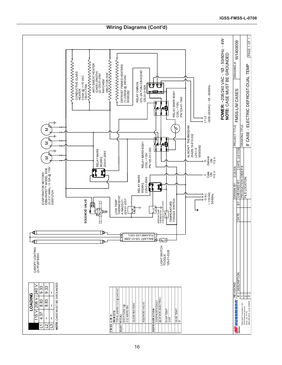 Wiring diagrams (cont'd), Igss-fmss-l-0708 | hussmann FMSS-L User Manual | Page 16 / 25