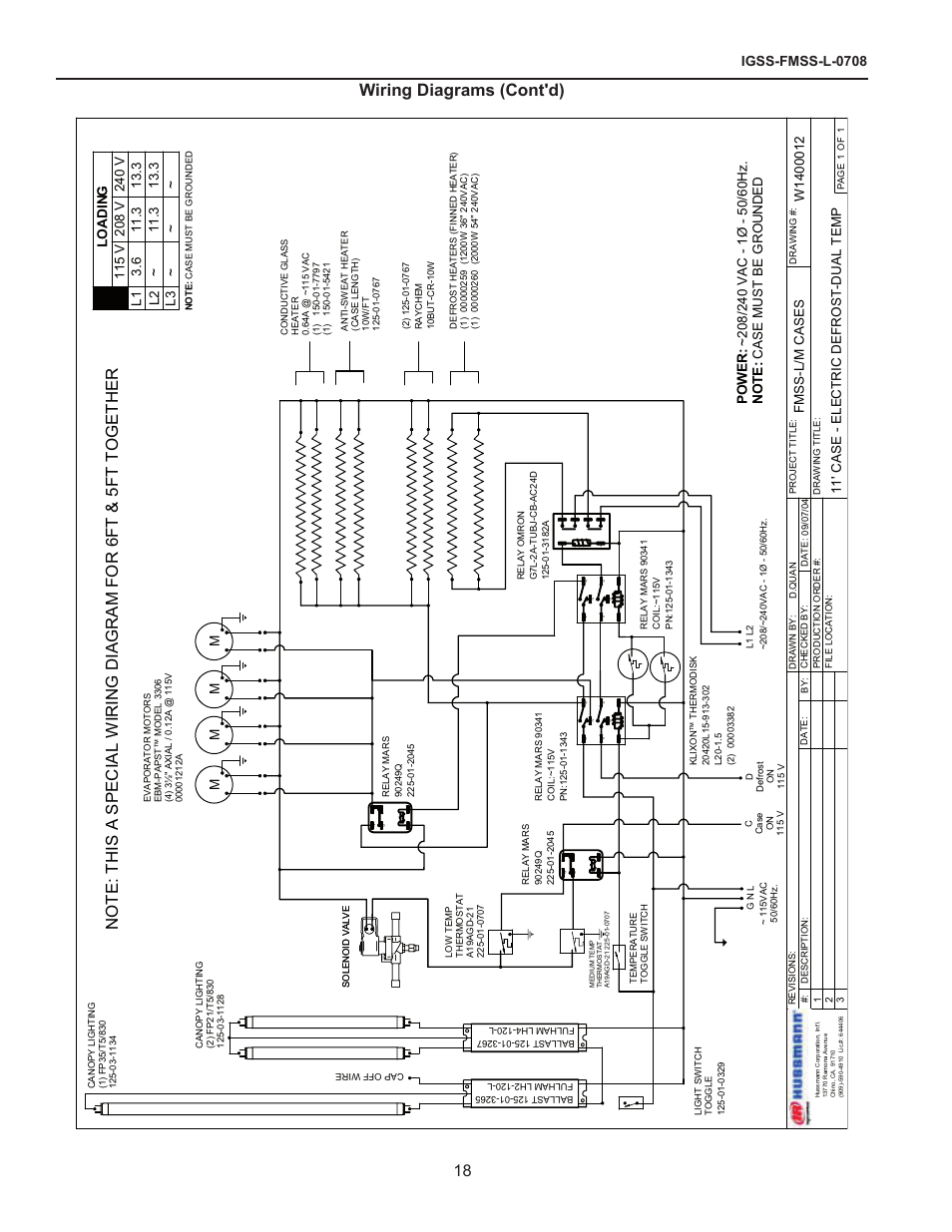Wiring diagrams (cont'd), Igss-fmss-l-0708, Loadin g | hussmann FMSS-L User Manual | Page 18 / 25