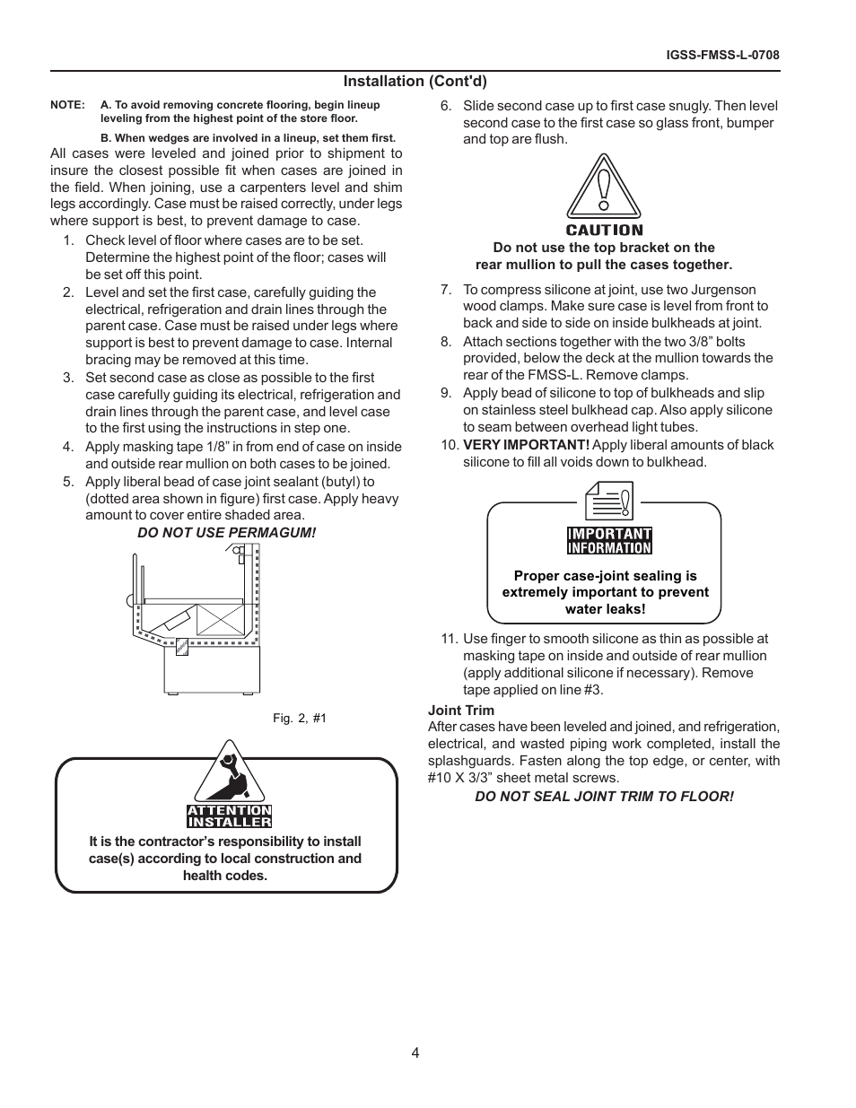Joint trim | hussmann FMSS-L User Manual | Page 4 / 25